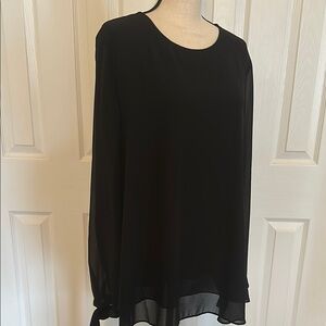 Sexy, Silky, Elegant Black Women's Top Anne Klein sz XL Longsleeve
